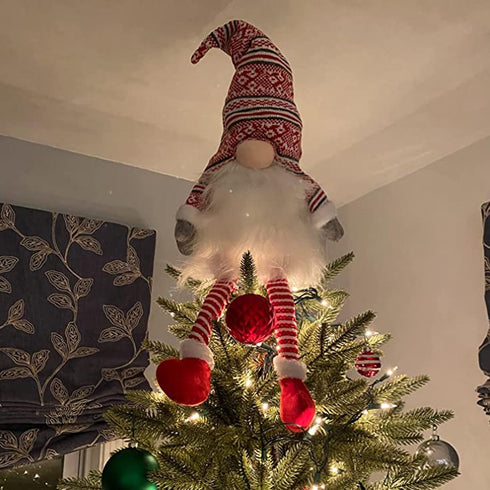 Gnome Christmas Tree Topper, Plush Santa Gnomes Christmas Ornaments Decoration