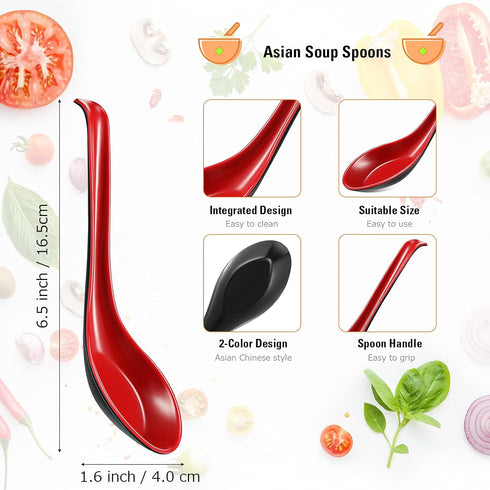 12 Pcs Asian Soup Spoons, Hook Soba Noodle Ramen Spoon for Home Kitchen Restaurant Tableware