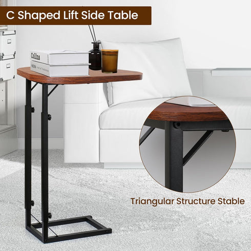 Premium Adjustable C-Shaped End Table for Couch, Mini Side Tables for Sofa, Small Coffee Table with Metal Frame