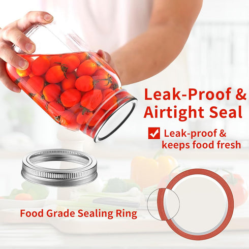 Aliggbent Canning Lids 130PCS, Wide Mouth Mason Jar Lids, Anti-Rust and Leak Proof Airtight Split-Type Lids.