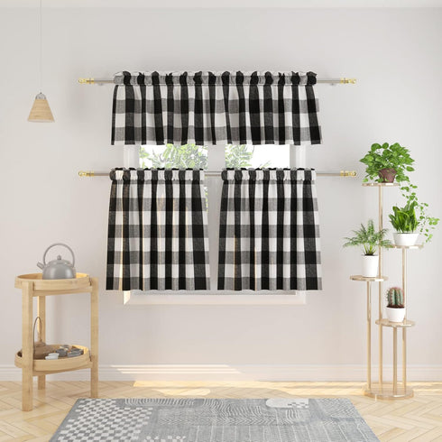 Window Curtain Valances 18 inches Long, Buffalo Check Small Valance Curtain for Living Room Bedroom