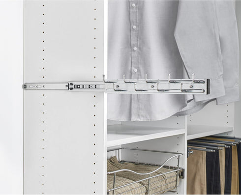 Rev-A-Shelf 14" Pull Out Closet Organization Rack for Belts, Ties, Scarves, Accessories Storage Hanger, Chrome, BRC-14CR