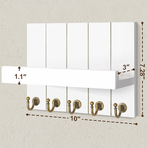 Rebee Vision Key Holder for Wall, Decorative Mail Organizer with 5 Key Hooks for Modern Farmhouse Home Decor
