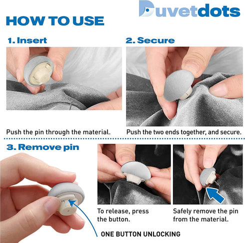 Duvetdots Gray Keyless Duvet Clips, Pack of 8 Comforter Fasteners, Safe Locking, Holds up to 10lbs