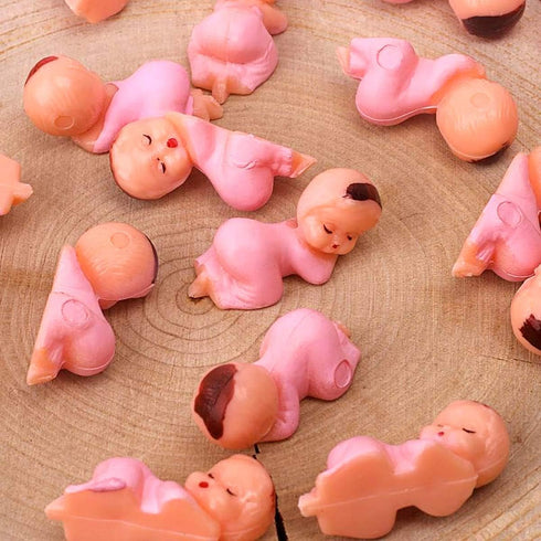 72pcs Mini Plastic Baby Favor Supplies for Baby Shower, 1 Inch Party Cake Babies (Pink)