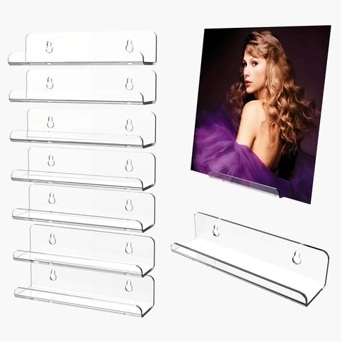 WEIMAISI Clear Vinyl Record Shelf Wall Mount 8 Pack 7 Inch, Acrylic Vinyl