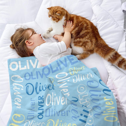 PerStudio Personalized Baby Blanket for Boys Custom Name Blankets Throws for Girls Customized Christmas Birthday Gifts