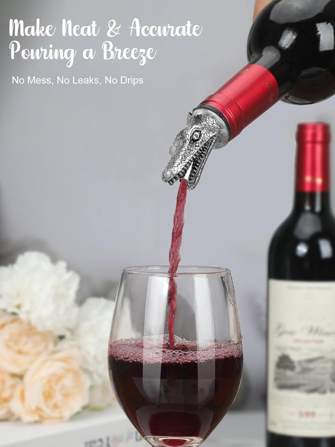 Animal Wine Pourer Spout, Drip Free Bottle Pourer & Stopper for Wine and Liquor Bottles, Funny Gift for Men, Dad