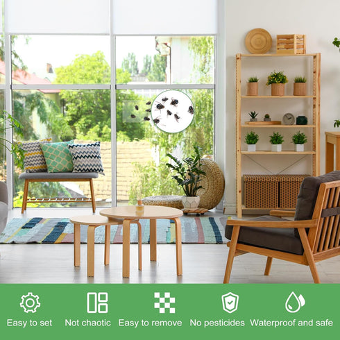 Window Fly Traps for Indoors, 80 Pack Clear Sticky Fly Paper Strips for Home Waterproof Fly Catcher