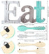 Jetec Set of Eat Sign, Cute Fork and Spoon Wall Decor, Rustic Wood Decorative Hanging Letters for Kitchen Home