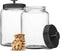 KooK Glass Storage Containers with Lids, 1 Gallon, Set of 2, Black Circular Glass Jars for Kitchen Storage