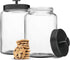 KooK Glass Storage Containers with Lids, 1 Gallon, Set of 2, Black Circular Glass Jars for Kitchen Storage