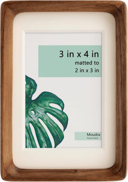Moudra Handcrafted Solid Wood Picture Frame with Mat for Wall or Tabletop Display,