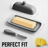 Countertop Zulay Butter Dish With Lid For - Porcelain Gray, Ceramic Butter Dish with Knob Handle Great for Cooking