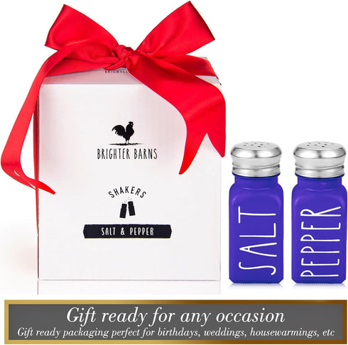Purple Salt and Pepper Shakers Set by Brighter Barns, Modern Farmhouse Kitchen Decor with Glass Shakers & Lids