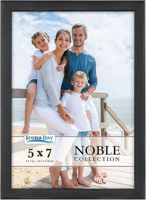 Icona Bay 5x7 Black Picture Frame, Modern Professional Frame, Noble Collection