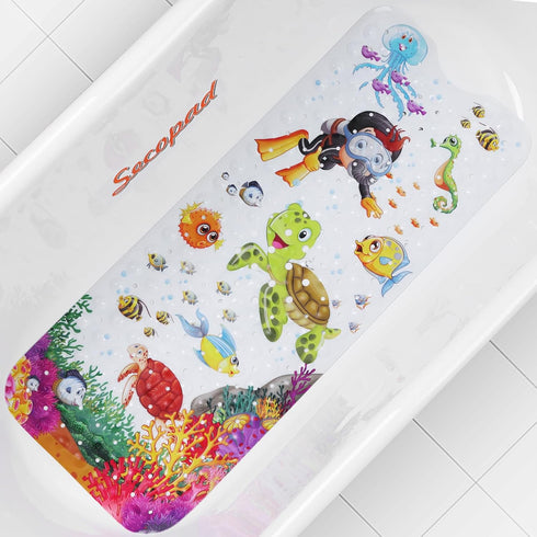 Bath Mat for Tub Non Slip, Machine Washable Anti Slip Cartoon Baby