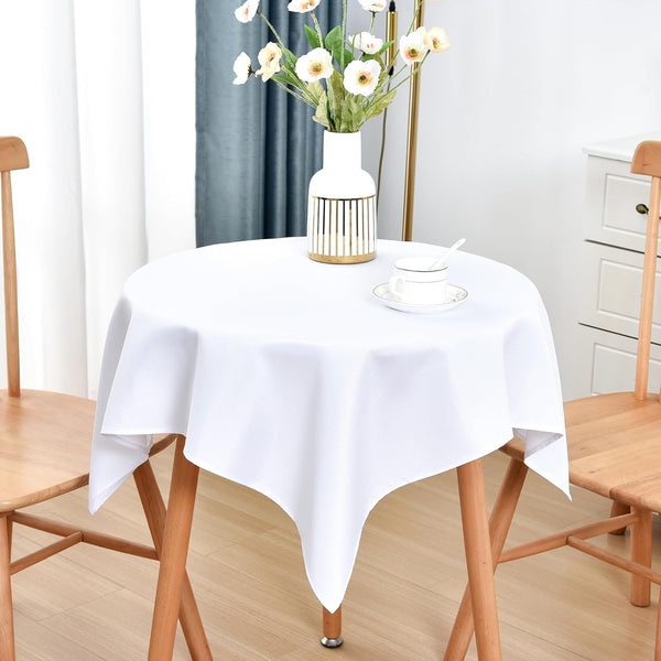 Small Square Tablecloth 36x36 Inch Washable Polyester Side Table Cloth Solid White