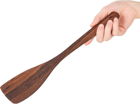 Wooden Spatulas - Eco-Friendly, Durable & Ergonomic Kitchen Utensils, Non-Scratch Cooking Tools Set of 2 (12.8” & 12”)