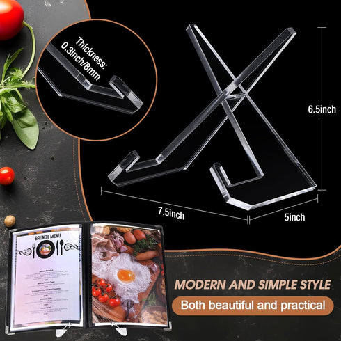Acrylic Cookbook Stand Cook Book Stand for Kitchen Counter Cookbook Holder Clear Recipe Book Holder Multifunctional Display Stand for Tabletop Kitchen Counter Decor,6.5 x 8.5 Inches(Clear) by Menkxi
