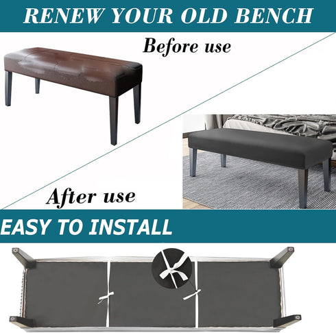 HFCNMY Elegant Black Stretch Velvet Dining Bench Slipcover - Washable & Soft