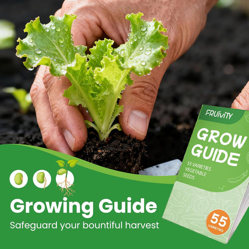 55 Pack 39,000+ (55 Vegetable Seeds Variety - Heirloom Seeds for Planting Vegetables and Fruits, Non-GMO Garden Seeds