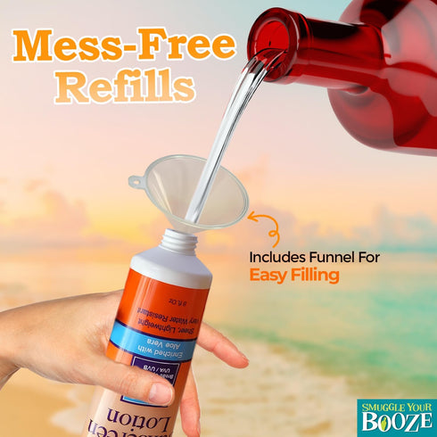 Smuggle Your Booze SPF30 10oz 5 Sunscreen Tube Bottles for Cruise - Leak-Proof Fake Hidden Plastic Empty Flask Liquor
