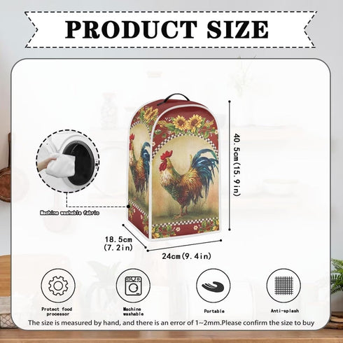 Sunflower Rooster Blender Cover, Fingerprint-proof Dust-proof Protection for Appliances, Waterproof Fabric Case for