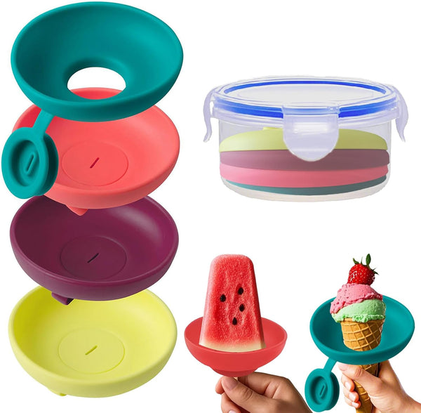 Silicone Popsicle Holders, 2-in-1 Mess Free Ice Cream Cone Holders for Kids,