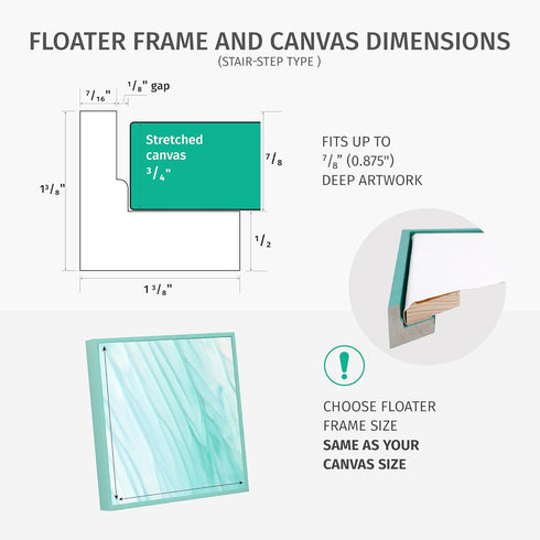 Pixy Champagne Canvas Floater Frame 4x4 for 3/4 inch Deep Canvas Paintings, Prints, Wall Art, Home Decor