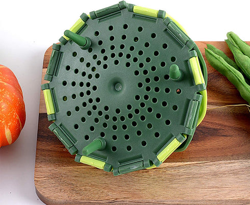 Lotus Folding Steamer Basket - BPA-Free Green Kitchenware Accessory, Non-Scratch Silicone Cookware