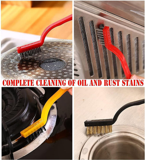 5Pcs Kitchen Stove Cleaning Brush + Scraper Tool Set, Heavy Duty Scraper for Gas Burners, Stainless Steel and Nylon