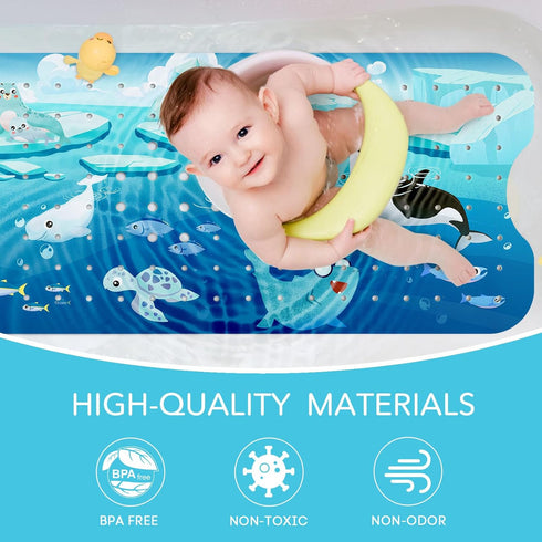 Slip-40 16 Inch, SHUCHING Polar Animal Bath Mat for Tub Non X Bathtub Mat Non Slip for Baby Kids, Toddler Long Shower