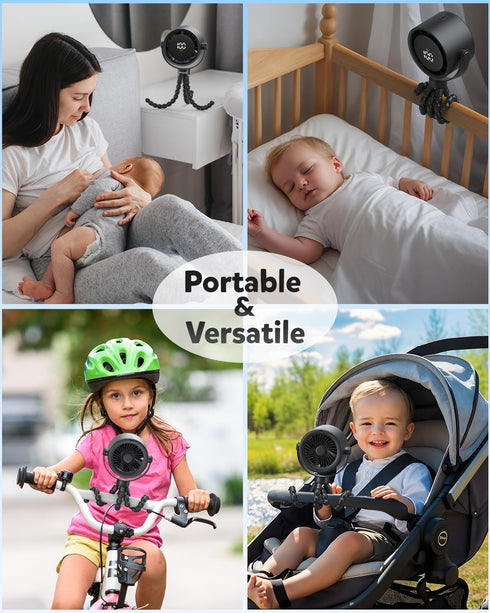 17H 5 360Rotate AMACOOL Baby Stroller Fan, Rechargeable Portable Clip on Fan, Cooling with Speeds, LED Display