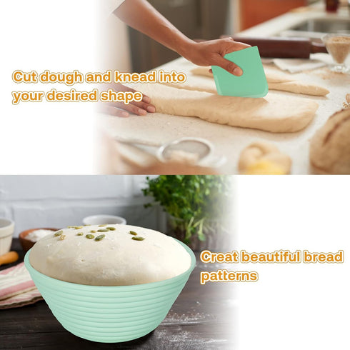 Silicone Banneton Sourdough Bread Baskets (Set of 6, 5 Inch), Round Proofing Bowls with Starter Kit, Baking Supplies