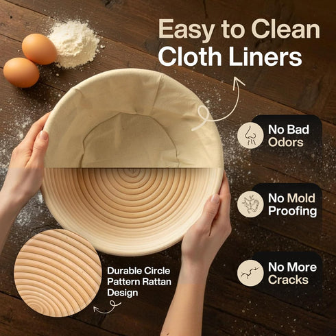 9" 10" Sourdough Starter Kit | Round & Oval Banneton Bread Proofing Baskets | Sourdough Bread Baking Supplies