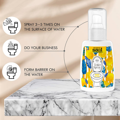 Toilet Spray for Poop, Fresh Citrus Bathroom Odor Eliminator, 2Fl Oz, 2 Pack