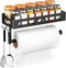 Paper Towel Holder with Shelf, Kitchen/Bathroom Paper Holder, Spice Rack with 2 Hooks, Self-Adhesive & Drilling