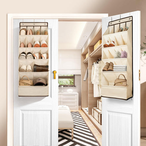 1 Pack Closet 18 FENTEC Over the Door Shoe Organizers, Hanging Shoe Organizer with Large Deep Pocket Shoe Holder