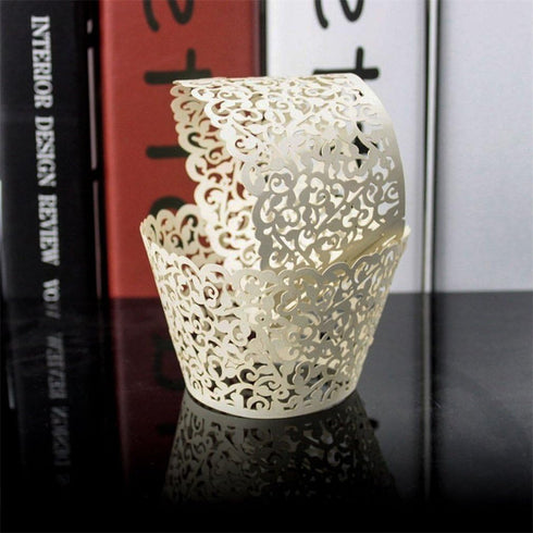 YOZATIA 60PCS Ivory Cupcake Wrappers, Lace Cupcake Liners for Wedding/Birthday Party Decoration