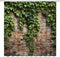 Green Leaves Shower Curtain, Rustic Country Brick Wall Garden Landscape Nature Plant, Creative Bathroom Decor with Hooks