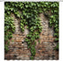 Green Leaves Shower Curtain, Rustic Country Brick Wall Garden Landscape Nature Plant, Creative Bathroom Decor with Hooks