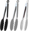 9-Inch Silicone Serving Tongs, Set of 3, Black, White, Gray