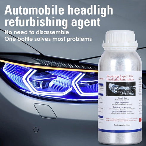 200ML Headlight Restoration Liquid - Automobile Lens Polish Repair Fluid for Headlight Yellowing, Haze, and Scratches