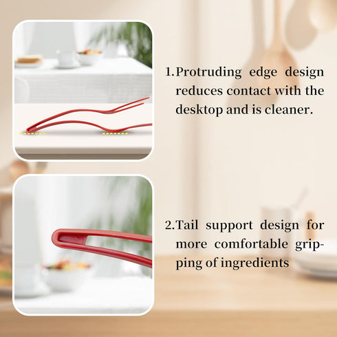 2 in 1 Spatula and Tongs, Ultimate Egg Spatula Flipper, High Temperature Resistant Nylon, Red
