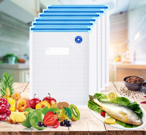 Sous Vide Bags Reusable 27Pcs, BPA Free Vacuum Sealer Bags for Food Storage - 20Pcs Zipper Bags & 2 Seal Clips