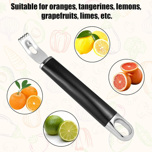 Channel Knife, 2-in-1 Stainless Steel Lemon Twist Peeler and Zester Tool for Kitchen Bar