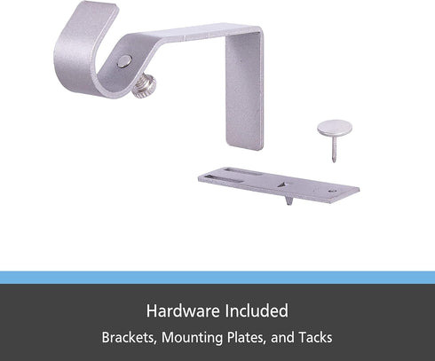 Kenney Fast Fit 5/8" Brushed Nickel No Measure Curtain Rod Brackets, 2 Count (Pack of 1)