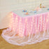 14FT Pink Tulle Table Skirt for Rectangle or Round Tables Ruffle Tulle Tutu Cloth Desk Table Skirt with LED Lights