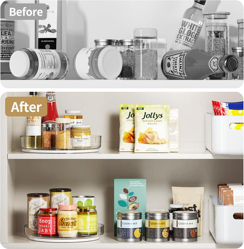 LAMU 2 Pack Lazy Susan Turntable Organizer, 10''/10.6'' Kitchen Pantry Organizers and Storage, Clear